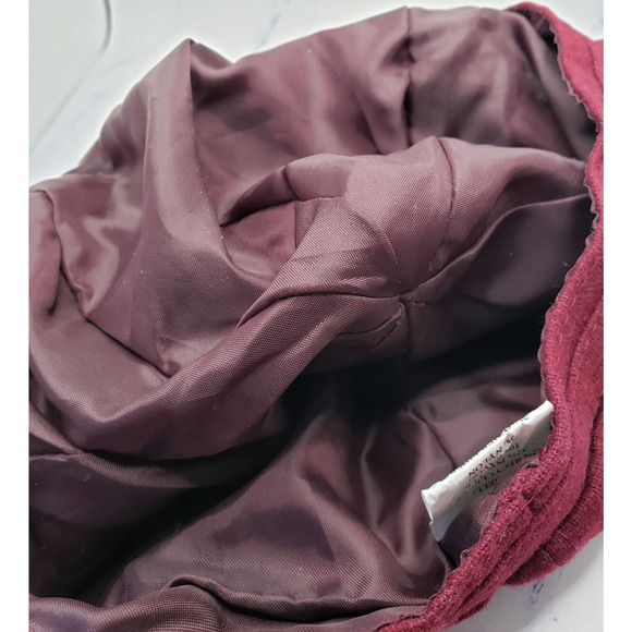 Woman's Classic Maroon Red Cloth Beret Hat Cap - Picture 6 of 9